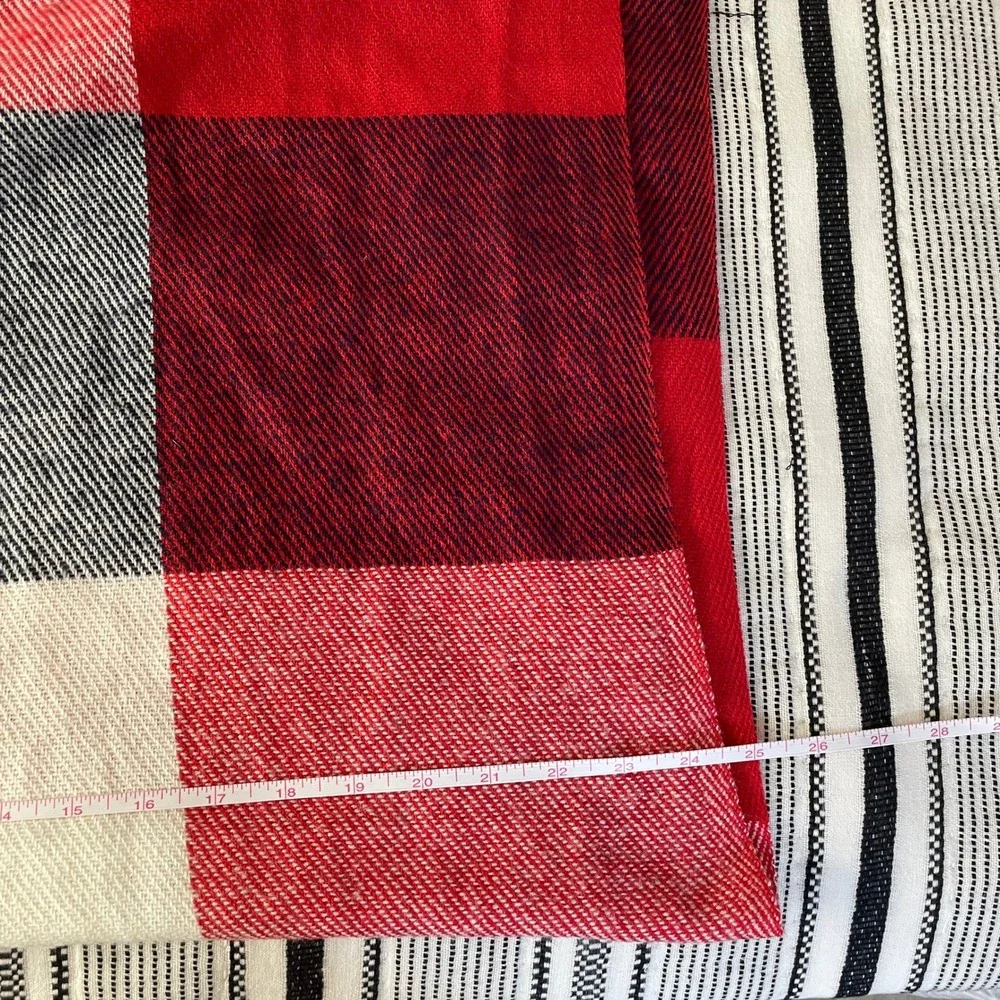 Blanket Scarf Plaid Warm‎ Winter Shawl Wrap Fringe Red Navy USA Preppy Holiday